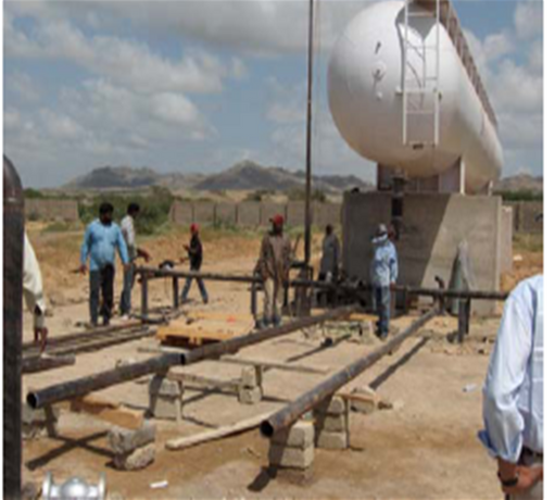Site work beside LPG storage vessels